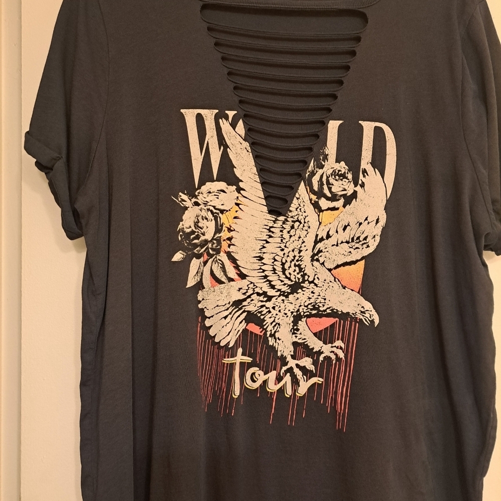 Torrid Charcoal Wild Eagle Cutout Tee SIZE 2